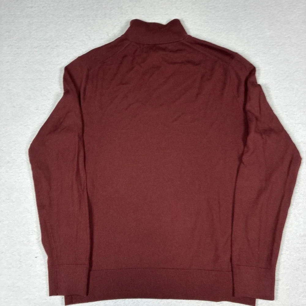 BANANA REPUBLIC Mens Italian Merino Wool 1/4 Zip Sweater Yarn Baruffa Red Medium
